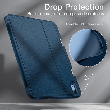 JETech case for iPad (A16) 11th/10th Generation (2025/2022) with pencil holder, thin folio stand tablet cover, multi-angle viewing (navy)