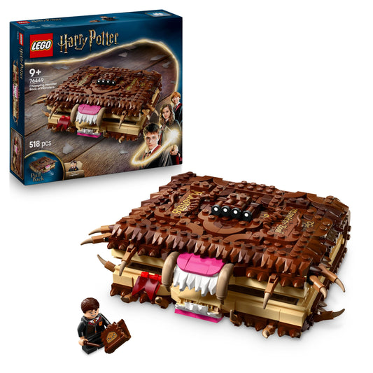 LEGO Harry Potter Monster Book of Monsters - Interactive toy with pull-back motor and biting mouth - includes Neville Longbottom mini figure - gift for kids, Harry Potter fans - 76449