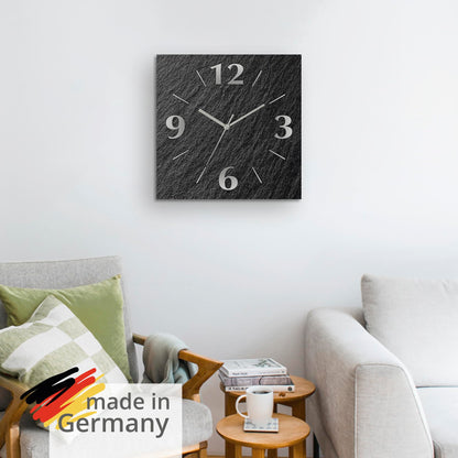 ARTLAND wall decoration wall clock without ticking noises aluminum quartz clock 30x30 cm square silent analog quartz clock, 4 digits 30x30 cm slate look U1RE