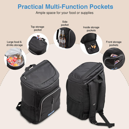 Modux 30L cooling backpack thermal backpack - Insulated cooler bag keeps food hot or cold - Perfect for camping, picnicking, and grilling cooler bag.