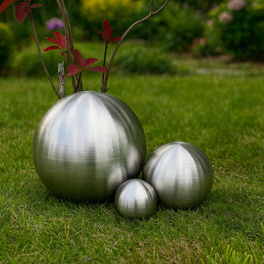 Köhko 3-piece stainless steel ball set-06 Ø 9-15-24 cm Decorative ball made of brushed-matte stainless steel.