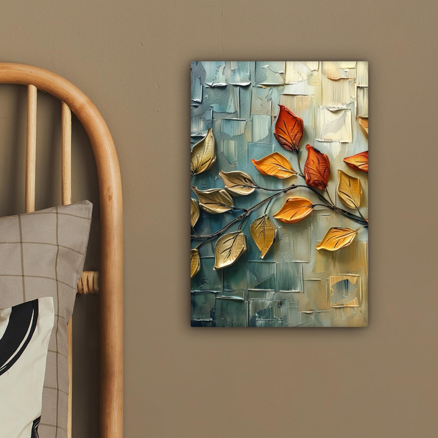 MuchoWow© Images Small 20x30 cm Mini Living Room Decor Modern Canvas Wall Art Print Bedroom Above Bed Room Decor Gifts Art - Leaves - Brown - Modern - Nature