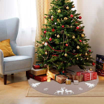LOMOHOO Christmas Tree Skirt 48 inches knitted 3D Elk Christmas Tree Skirt, Rustic red tree skirt for Christmas decoration, for indoor and outdoor use (Beige, 48 inches)