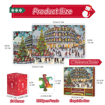 Puzzle Advent Calendar 2024 for kids and adults - 24 days Christmas calendar countdown with 1008 pieces Christmas puzzles, Christmas gifts for boys, girls, women, and men.
