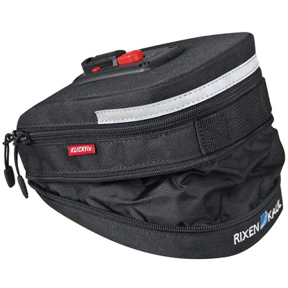 KLICKfix bike bag Micro 200 Expandable black saddle bag, 19 x 12 x 8 cm