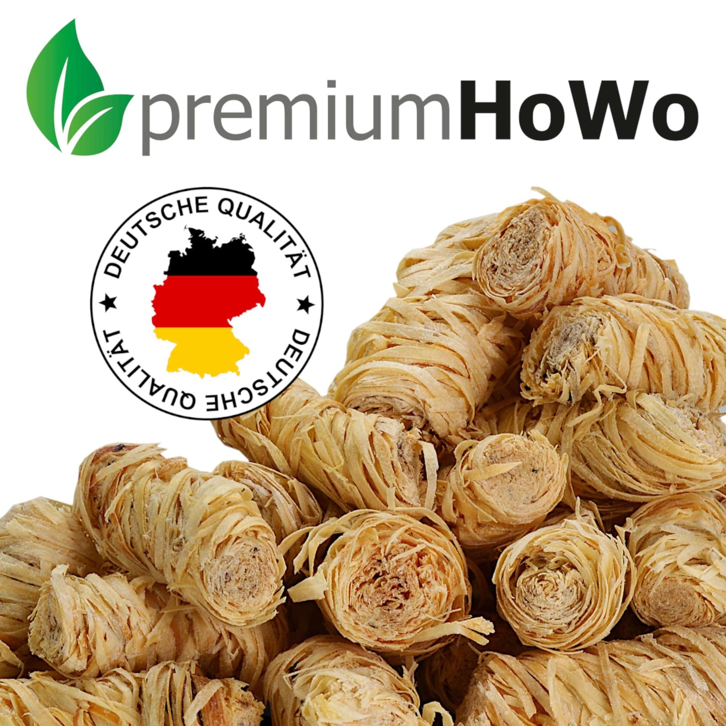 premiumHoWo (20kg = approx. 1600 pieces) Fireplace, grill, and stove starters - Eco-firelighters, wood wool, ideal for fireplace and grill - top quality Made in Germany - Also available in (3kg / 5kg / 10kg) sizes.