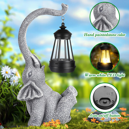 Linkax gifts for women, mom, grandma, solar garden elephant outdoor decor, solar lights for outside, birthday present for women, mom, friend, home terrace balcony living room decoration.