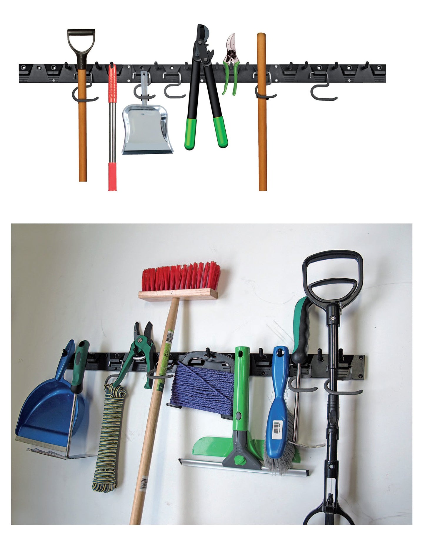 FITOOL Adjustable Storage System 48 inch, Wall Mount for Tools, Broom Holder, Garden Tool Organizer.