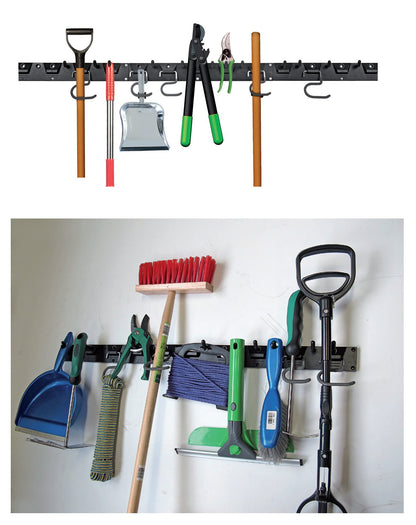 FITOOL Adjustable Storage System 48 inch, Wall Mount for Tools, Broom Holder, Garden Tool Organizer.
