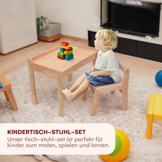 Livonir Kids Table Chair Set - Natural Wood Desk, Children's Desk and Chair Set for Home and School, Kids Bedroom Furniture - Pink & Natural Brown, swivel chair Kids