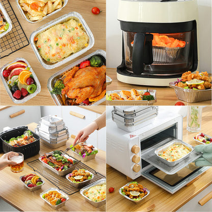 30pcs Aluminum Foil Grill Pans, Grilling Trays Aluminum 1750ml/700ml/410ml, Disposable Aluminum Pans With Lids, Reusable Aluminum Grill Pans For Cooking (Silver-255-30pcs/with lids)