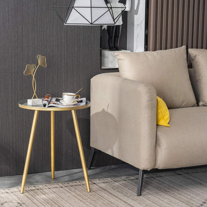 YOUDENOVA Side Table Metal Living Room Table Gold Round Coffee Table Small End Table Modern Decorative Table Steel Pipe Tripod Ø 40.5 cm x 50 cm
