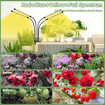 BOTIQUE Plant Light Full Spectrum LED Plant Lamp 80 LEDs LED Grow Lamp 6500K/3000K/660NM Growing Light for Timer, Remote Control, 3 Modes, 10 Levels of Brightness for Gardening