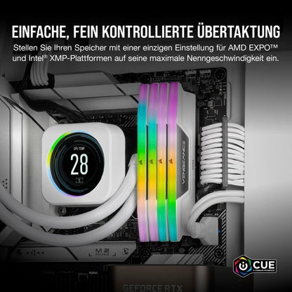 CORSAIR Vengeance RGB DDR5 RAM 32GB (2x16GB) 6000MHz CL36-44-44-96 1.4V AMD & Intel XMP Desktop Memory - White (CMH32GX5M2E6000Z36W)