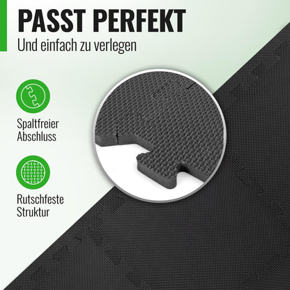 AthleticPro Floor Protector Fitness [60x60cm] - 8 extra thick floor mats [20% more protection] - non-slip protective mats for gym & fitness equipment