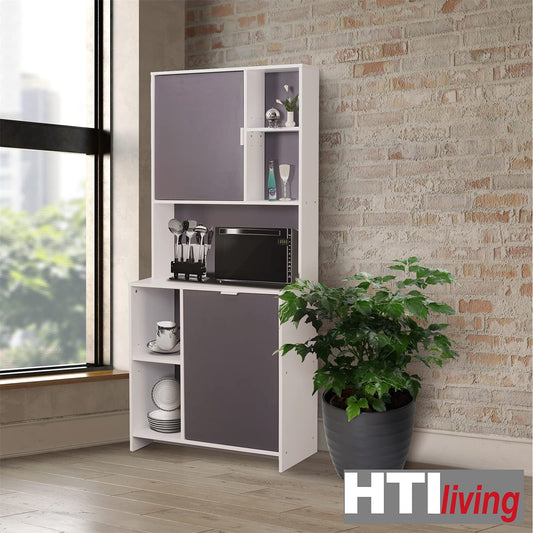 HTI-Line Kitchen buffet Malin kitchen cabinet multipurpose cabinet microwave cabinet tall cabinet kitchen furniture sideboard white gray