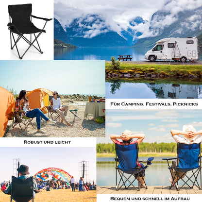 BigDean 2X Folding Chair DARK GRAY Camping Chair Angler Chair with Drink Holder & Carry Bag - Angler seat foldable - Folding Garden Chair Camping Chair Relaxing chair Angler chair foldable