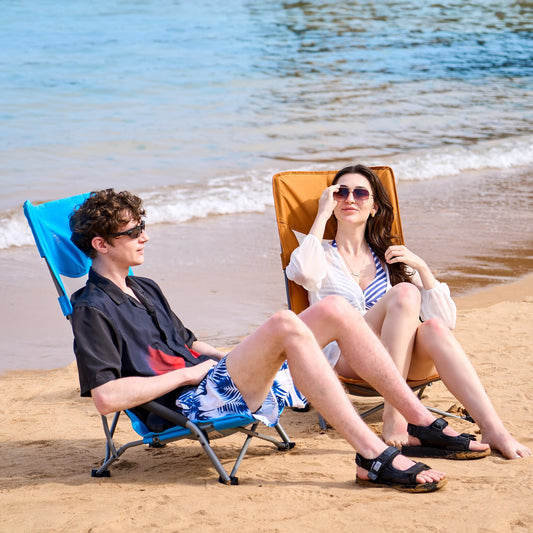 TIMBER RIDGE Beach Chair Foldable Lightweight High Back Camping Chair Foldable with Low Chair Legs Breathable Mesh Backrest