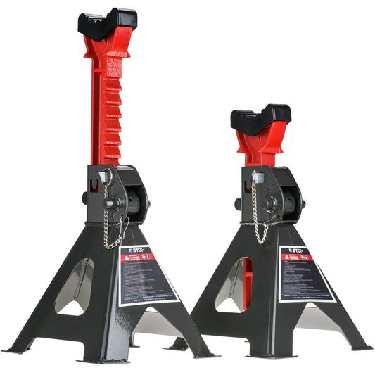 2X Jack stands with rubber - 3T support stands - Height adjustable from 295 mm to 425 mm - Jack stand base - Car stands for vehicles - Support foot