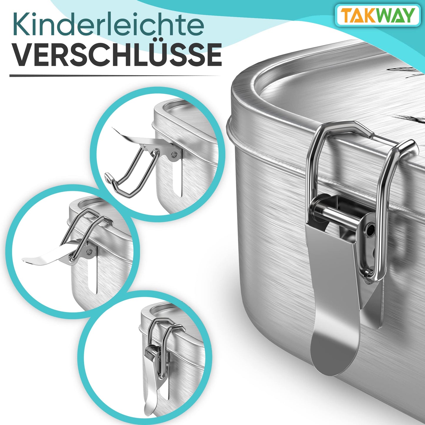 TAKWAY Stainless Steel Lunch Box for Kids with Compartments 800ml | Leakproof | Bento Box with Adjustable Dividers | Snack Box for Nursery School (Cat, Divider)