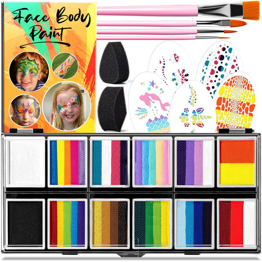 Children's makeup, split cake palette for face and body paint, carnival makeup for kids, Halloween face makeup set, body painting colors, carnival makeup set for girls.