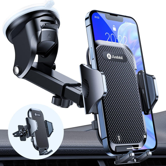andobil Car Phone Holder [2024 Latest Suction Cup] 3 in 1 Suction Cup & Vent Holder Universal Car Mount Accessory for iPhone 16 Pro Max 15/14/13/12/11 Samsung Galaxy S24 Ultra/S23/S22 etc.