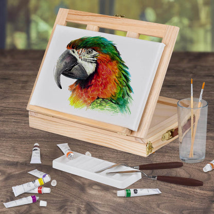 Artina 19-piece acrylic painting set with carrying case easel Milano - artist set painting case 12x 12ml acrylic paint set, brushes & stretcher canvas set - artist carrying case table easel beginner hobby painter painting set