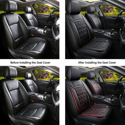 JDWBT Luxury Car Seat Cover Front Seats, Universal Leather Front Seat Covers for Cars, Black Car Seat Cover for Front Seats, Black Car Seat Protector (2 Pack)