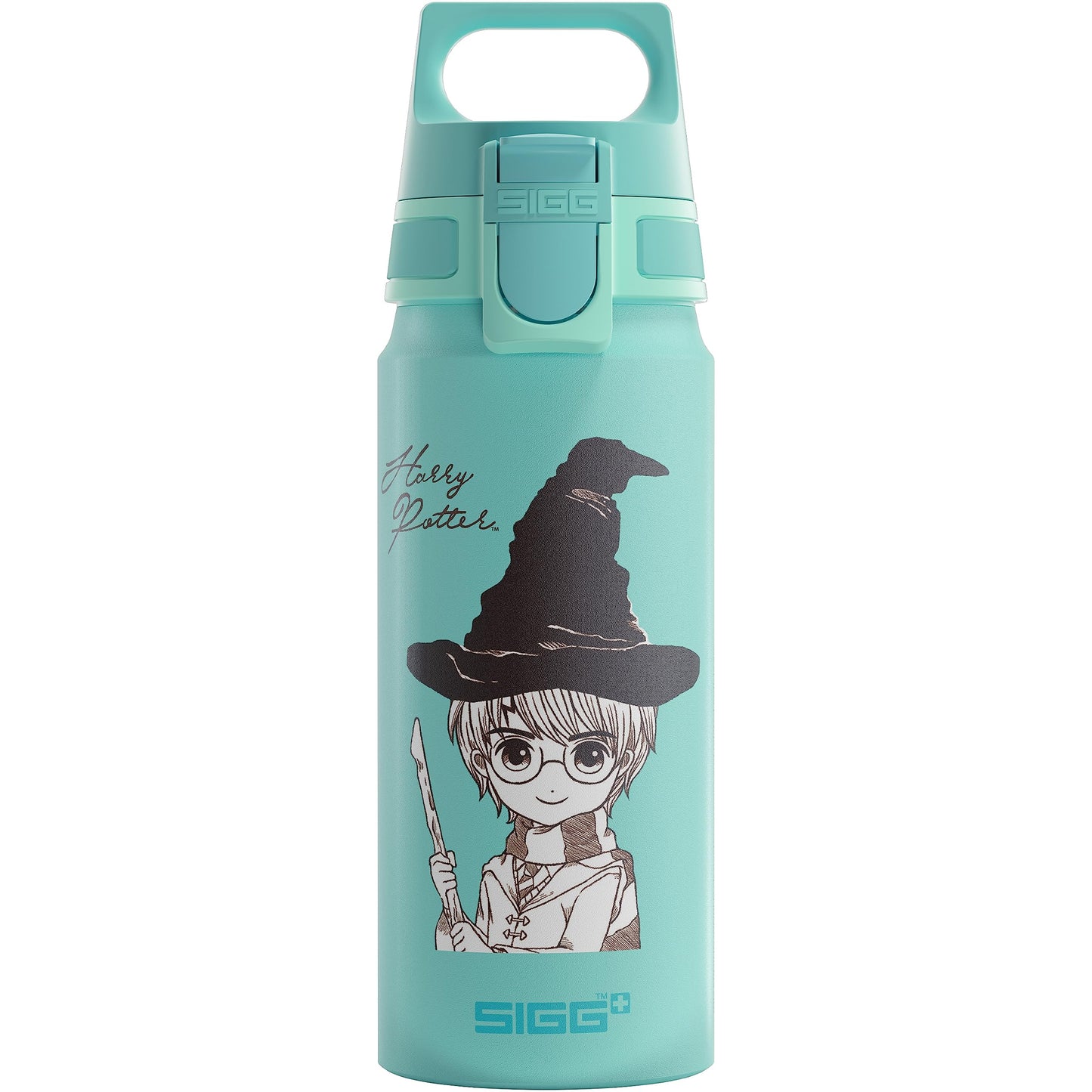 SIGG - Aluminum Water Bottle Children - WMB ONE Harry Potter - Carbonation Suitable - Leakproof - Lightweight - BPA-free - Climate Neutral Certified - Sports & School - Turquoise - 0.6L