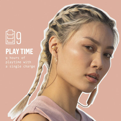 House of Marley Smile Jamaica Wireless 2 in-ear headphones - noise-isolating Bluetooth headphones, 9 hours of playtime, quick charge, IPX-4 waterproof, microphone, FSC-certified wood