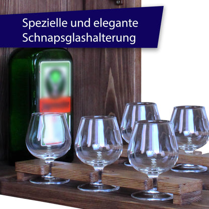 Premium birdhouse minibar including 6 shot glasses, birthday gift for men, funny gifts, handmade home accessories, shot bar birdhouse for office or garden.