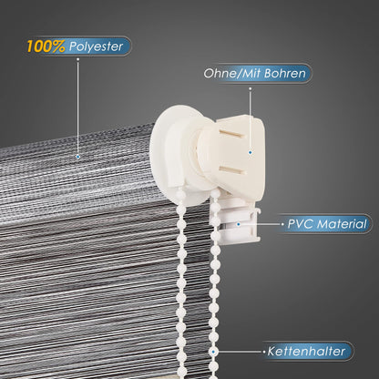 Double roller blind without drilling, duo roller blinds for windows & doors with drilling, Dark Grey W110 x H140cm (fabric width 106cm), window blind light-permeable & darkening, clamp roller sun protection