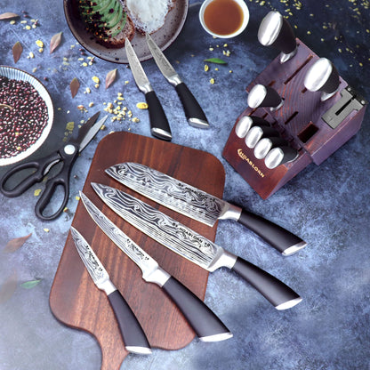 HOABLORN 15-piece Professional Knife Set with Knife Block, Sharp Stainless Steel Chef's Knives, Kitchen Utensil Set for Housewarming Wedding Gift