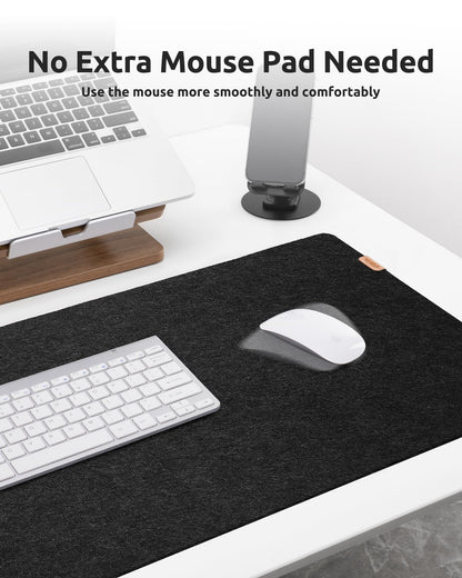 YSAGi Desk Pad Felt, 100x40cm Non-Slip Desk Mat, Large Mouse Pad Keyboard Mat Desk Accessory for Office & Home Office, Black