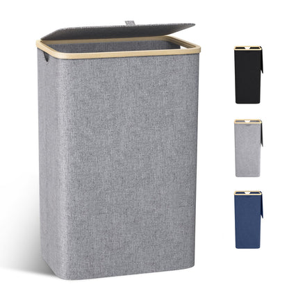 Laundry basket with lid 100L, large slim laundry collector with removable laundry bag Laundry baskets laundry cabinet laundry chest laundry bin for dirty laundry Gray
