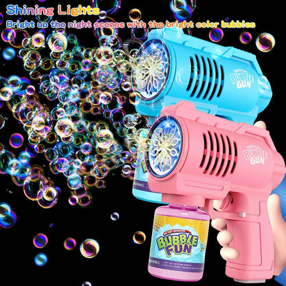Bubble automatic bubble gun, bubble machine for children 10000+ bubbles/minute with 130ML bubble solution, bubble toy gift for kids/birthday/party (Blue+Pink)