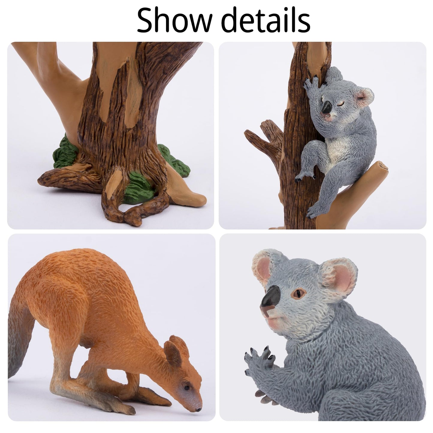 TOYMANY 7pcs Australian Wild Animals Figure Set, Safari Playset Jungle Animal Figures Kangaroo Koala Plastic Zoo Jungle Forest Toy for Play or Decoration.