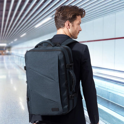 LOVEVOOK 30-40L backpack carry-on travel backpack for men and women, expandable business backpack, laptop backpack for 17.3 inches, anti-theft, blue.