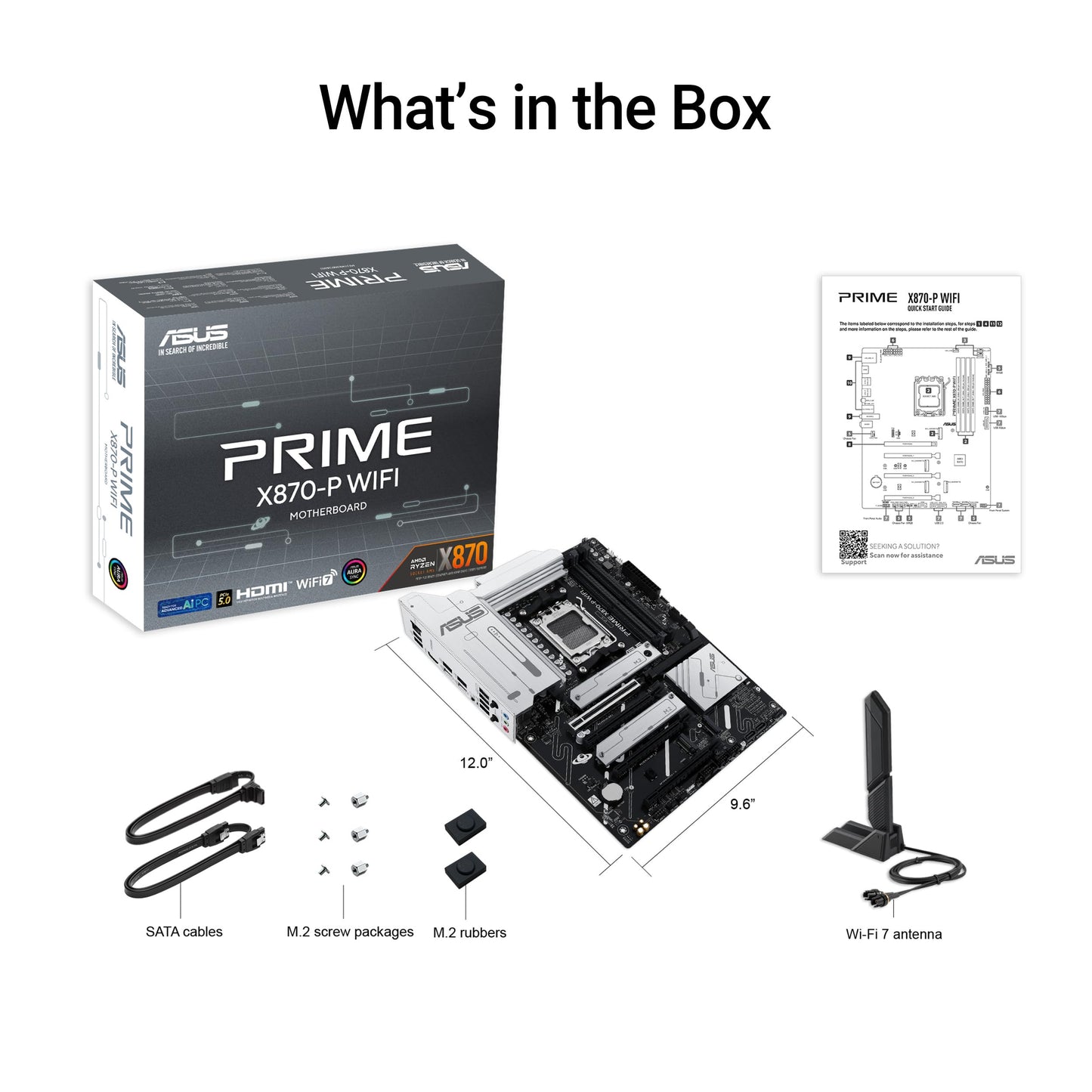 ASUS Prime X870-P WiFi motherboard socket AM5 (AMD, ATX, PCIe 5.0, DDR5, 14+2+1 power stages, 4X M.2, WiFi 7, 2.5Gb Ethernet, USB-C 40Gbps)