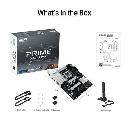 ASUS Prime X870-P WiFi motherboard socket AM5 (AMD, ATX, PCIe 5.0, DDR5, 14+2+1 power stages, 4X M.2, WiFi 7, 2.5Gb Ethernet, USB-C 40Gbps)