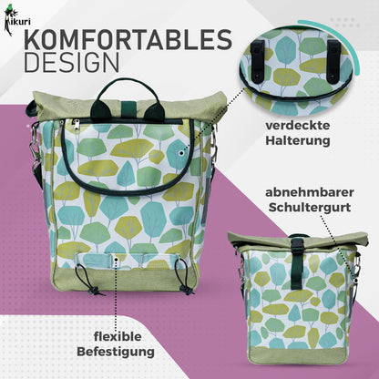 Ikuri single-sided bicycle bag for luggage rack saddle bag single bag pack bag, detachable, with shoulder strap for crossbody, made of tarpaulin, women's, waterproof - Bosque model