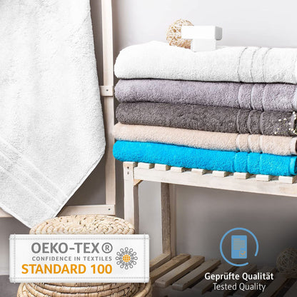Comfortec 2 piece sauna towel set 80x200 cm made of 100% cotton, XXL sauna towels, sauna hand towel, soft, large, terry cloth, quick-drying, white.