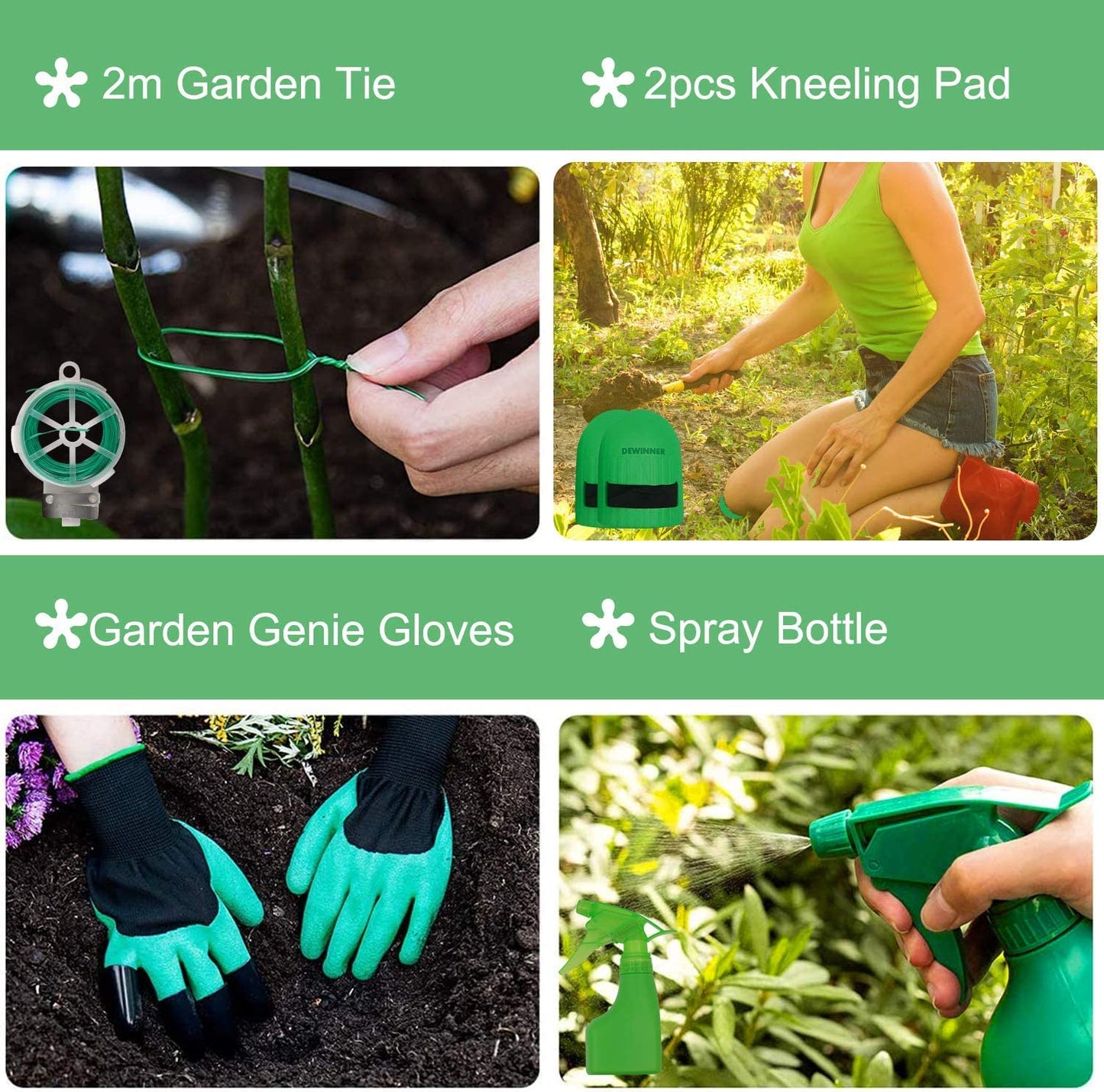 DEWINNER Garden Tool Set, Hand Tool Gift Set, Outdoor Hoe, Garden, Transplanting, Fork for Gardeners, Trowel, Transplanter, Cultivator, Weeding, with sturdy storage bag for organization.