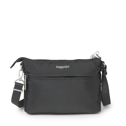 Baggallini Women's Securtex Anti-Theft Memento Crossbody Bag, Dark Gray