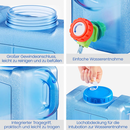 Trintion water canister with tap and screw cap water container drinking water container, water tank for hiking camping picnic caravan (5L)