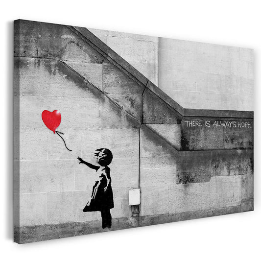 Printed Paintings Canvas (100x70cm): Banksy - Balloon Girl, girl with balloon always hope S