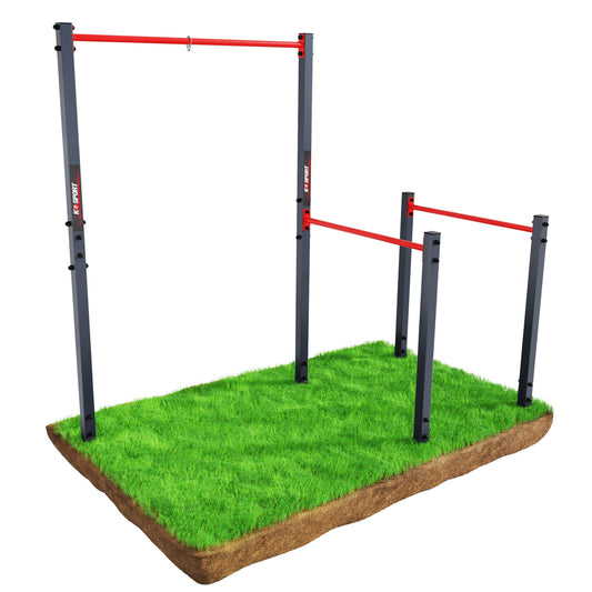 K-Sport: Stationary Outdoor Pull-Up Bar + Dip Station I Weatherproof Strength Station with Pull-Up Bar & Dip Bar I Pull-Up Dip Station, incl. E-Book