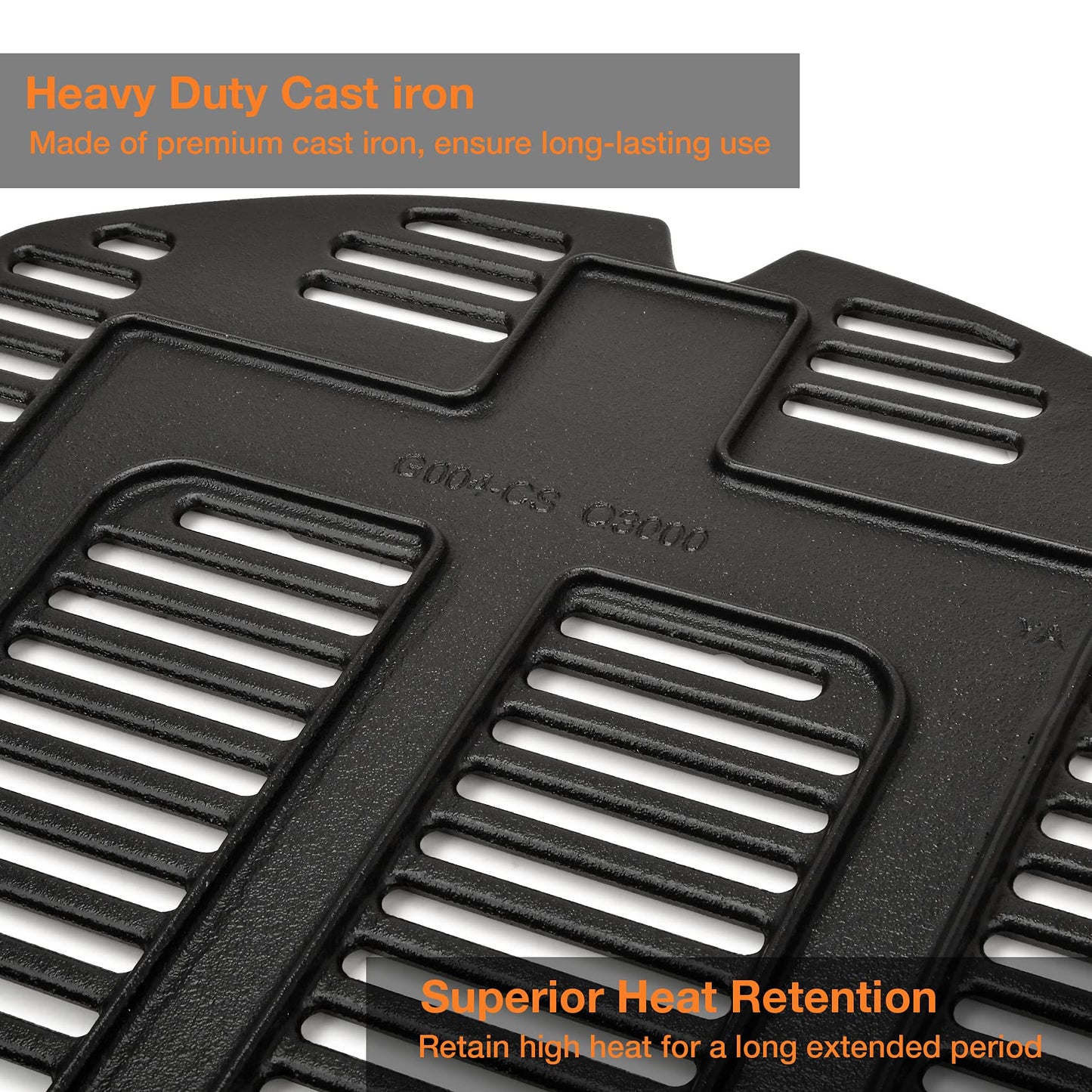onlyfire cast iron cooking grate for Weber Q300, Q320, Q3000, Q3100, Q3200 Series Gas Grill, BBQ replacement for Weber 7646-2 Pack