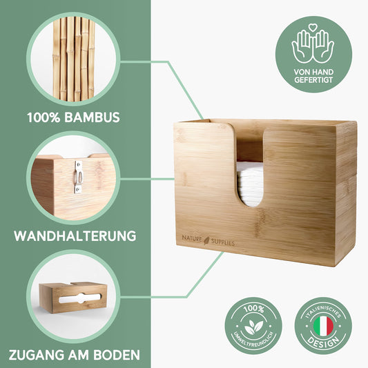 Nature Supplies wooden paper towel dispenser - paper towel holder with wall mounting or table placement, for paper towels with C, Z, or interfold fold.
