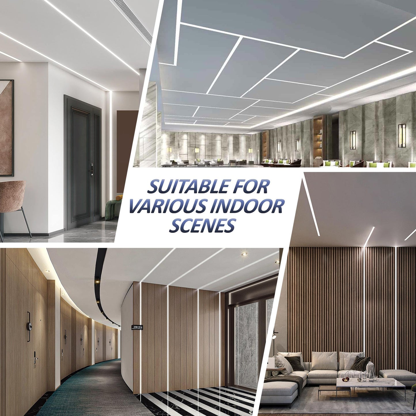 10x LED drywall profile 2M for 20mm LED strips - Aluminum flush-mounted profile for drywall, compatible with Philips Hue & Groove, ceiling wall indirect lighting (LED Drywall Profile -2M, 10)